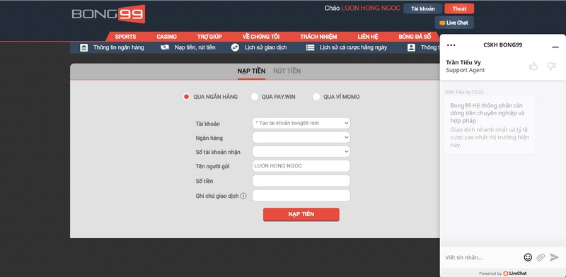 Bong99 -Trải nghiệm giải trí đỉnh cao cùng sảnh cược cực chất 10 Anh Em Có Thể Yên Tâm Nạp Tiền Tại Bong99 Chỉ Mất Vài Phút