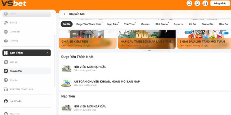 VSBET - Nhà Cái Được Game Thủ Yêu Thích Nhất Năm 2026 5 Chương Trình Khuyến Mãi Đặc Biệt Tại Nhà Cái Vsbet